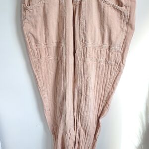 Free People Soft Pink Cotton Ribbed Linen Pants Size Small